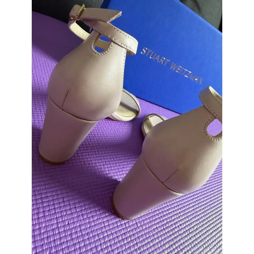 NIB Stuart Weitzman Nearlynude Sandals Dolce Nude Leather Size 5.5 AA Narrow